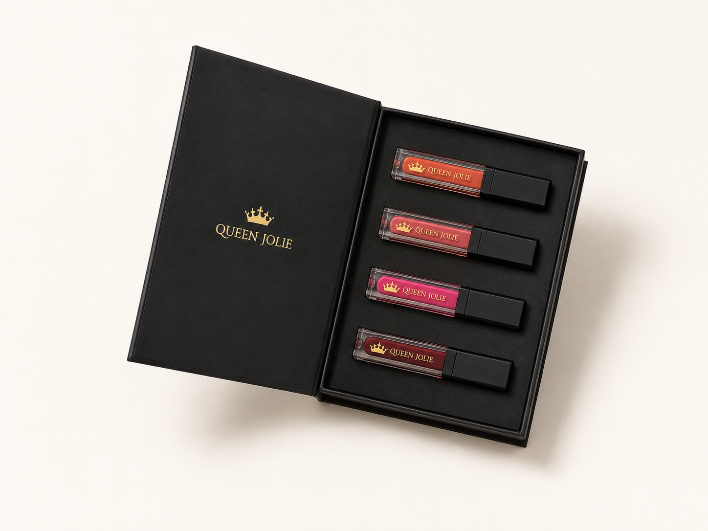 Coffret Lumilips Queen Jolie ouvert avec quatre teintes